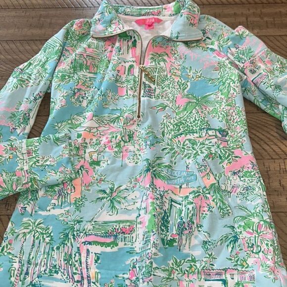 Lilly Pulitzer 🌴 🌸Palm Beach 🌺🏖️ Skipper Hoodie Kangaroo 🦘Pockets 1/2 Zip🆙 - Picture 16 of 17